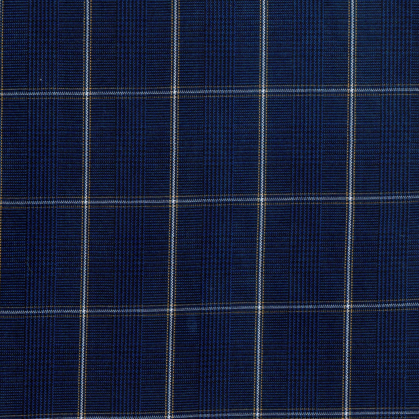 Tela SchoolLine 13012034, poliéster azul marino con tartán de líneas blancas, ideal para uniformes escolares e institucionales.