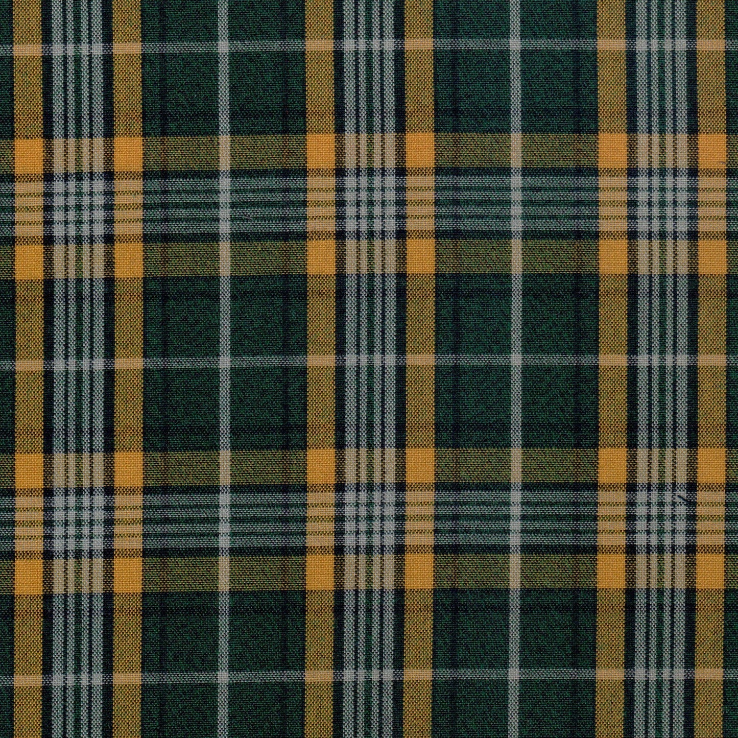 Tela moline Dacron verde de SchoolLine con cuadros verde y amarillo, ideal para uniformes escolares e institucionales.