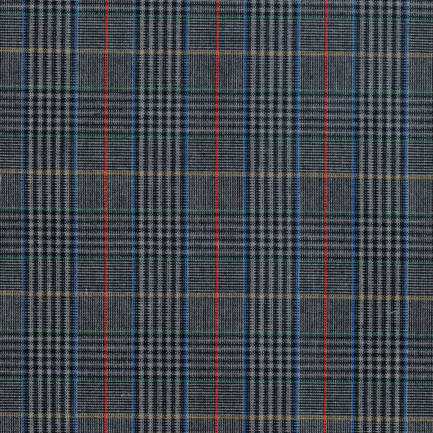 Tela SchoolLine Dacron uniforme jaspeado azul marino y gris, estampado plaid para uniformes escolares.