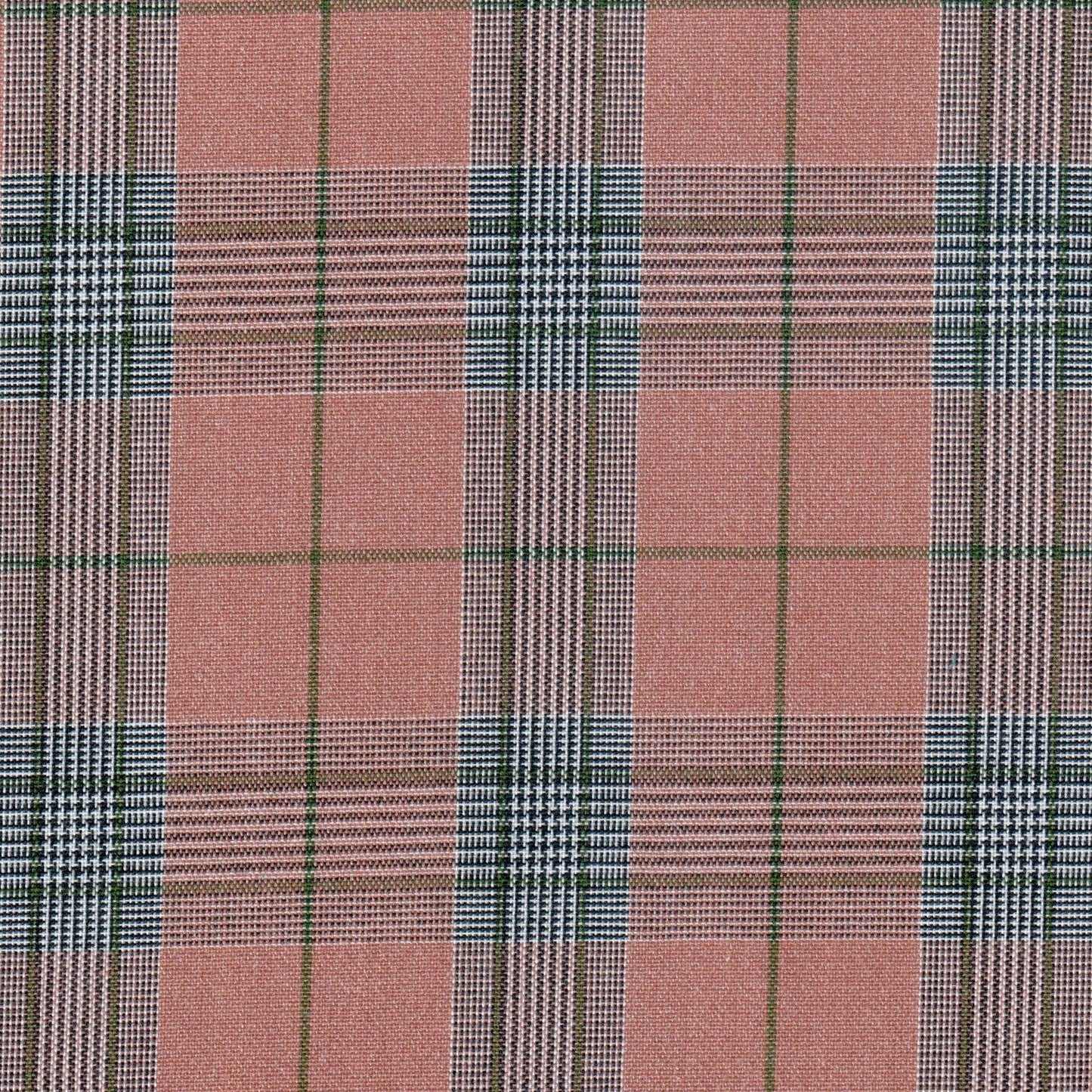 Tela SchoolLine jaspeado rosa coral con cuadros verde y azul marino; tela para uniformes escolares e institucionales