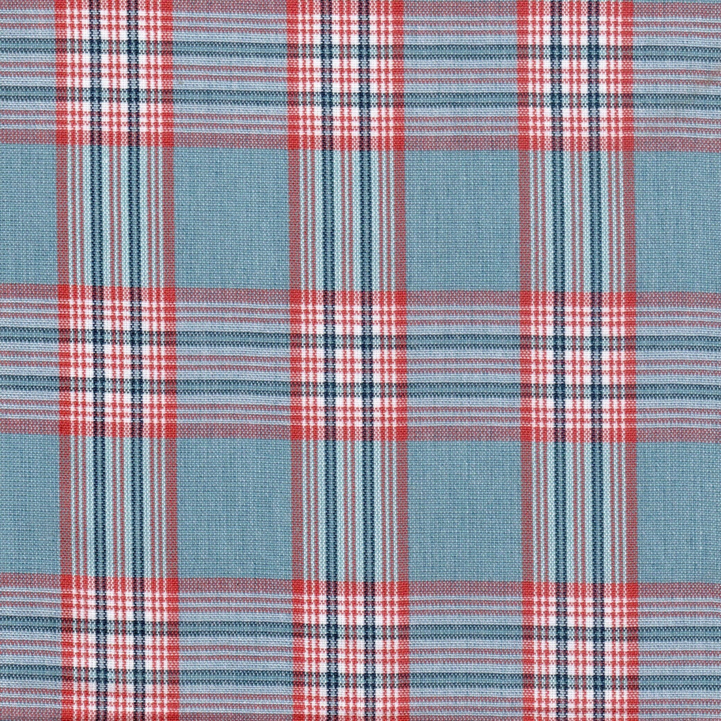 Tela 13014063 Dacron SchoolLine; tejido jaspeado rojo y azul con tartán, ideal para uniformes escolares e institucionales.