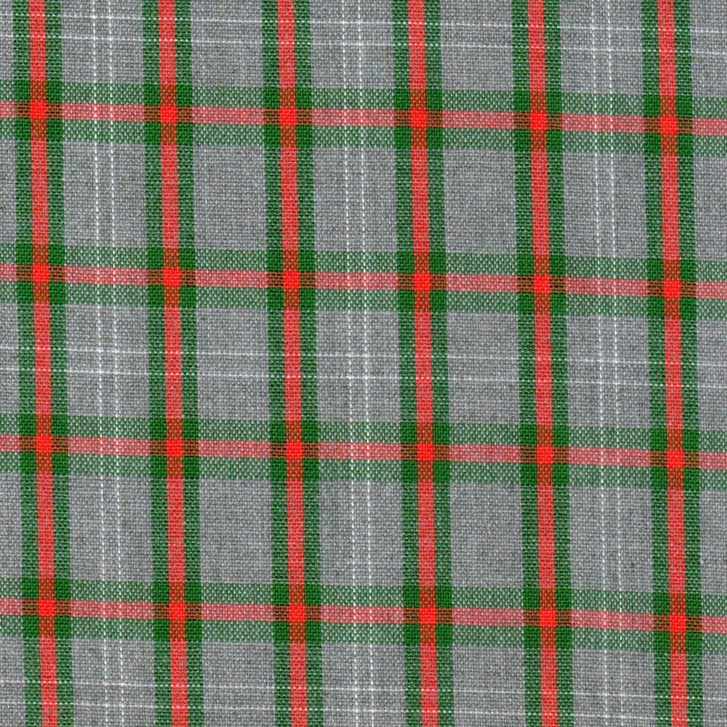 Tela Dacron SchoolLine gris jaspeado con cuadros rojo y verde; ideal para uniformes escolares e institucionales