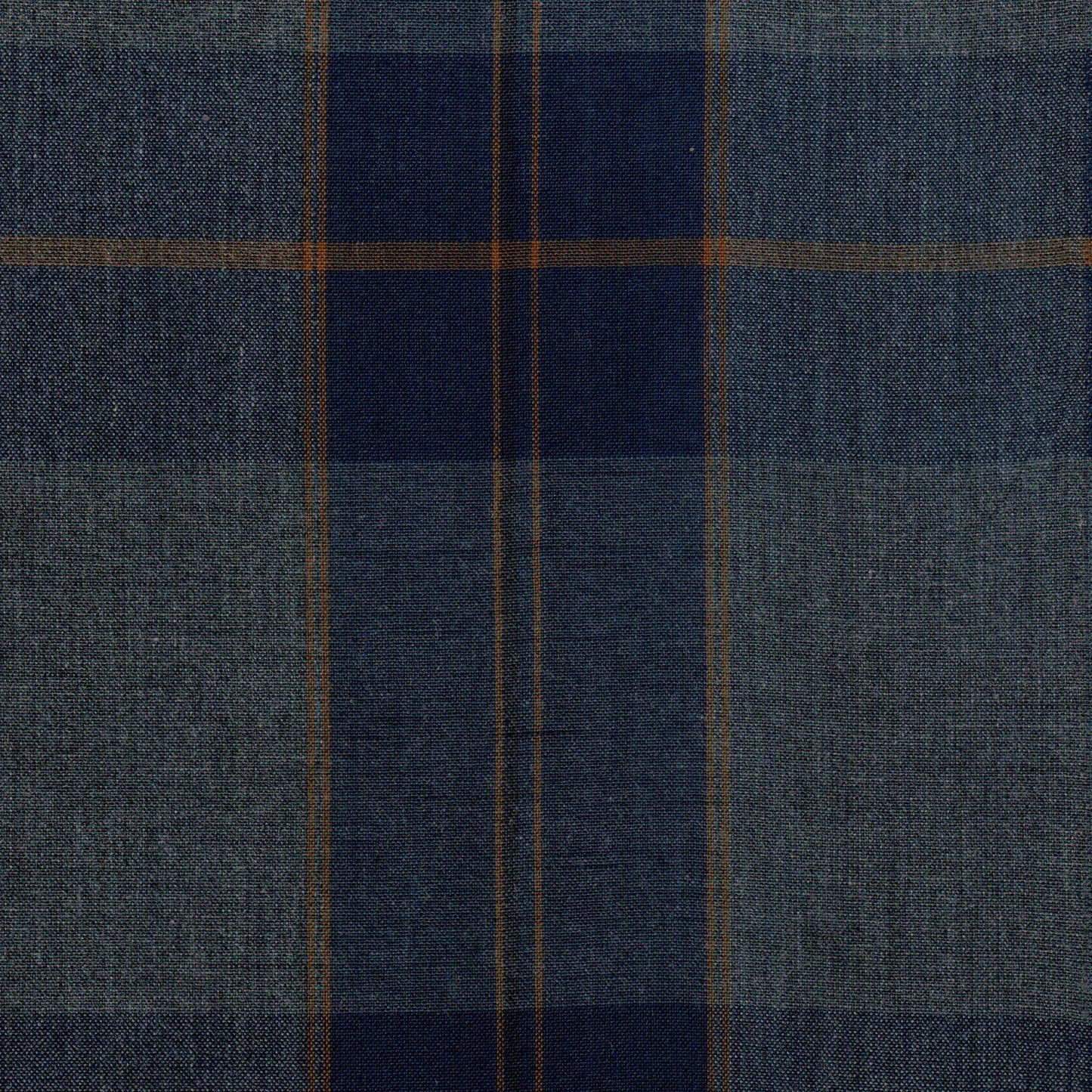 Tela 13014065 Dacron uniforme jaspeado SchoolLine en azul marino/gris con líneas naranja, perfecta para uniformes escolares.