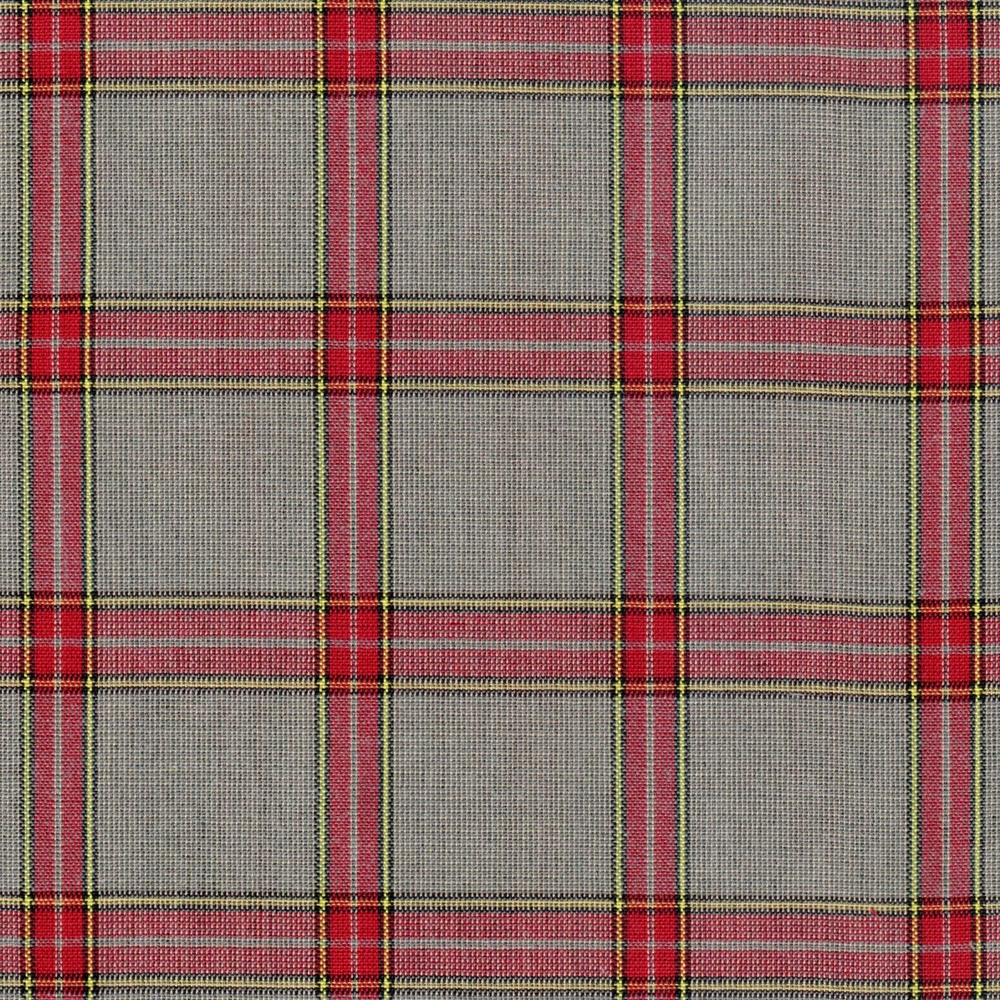 Tela Dacron SchoolLine uniforme jaspeado con patrón escocés rojo, gris y amarillo, ideal para uniformes escolares.