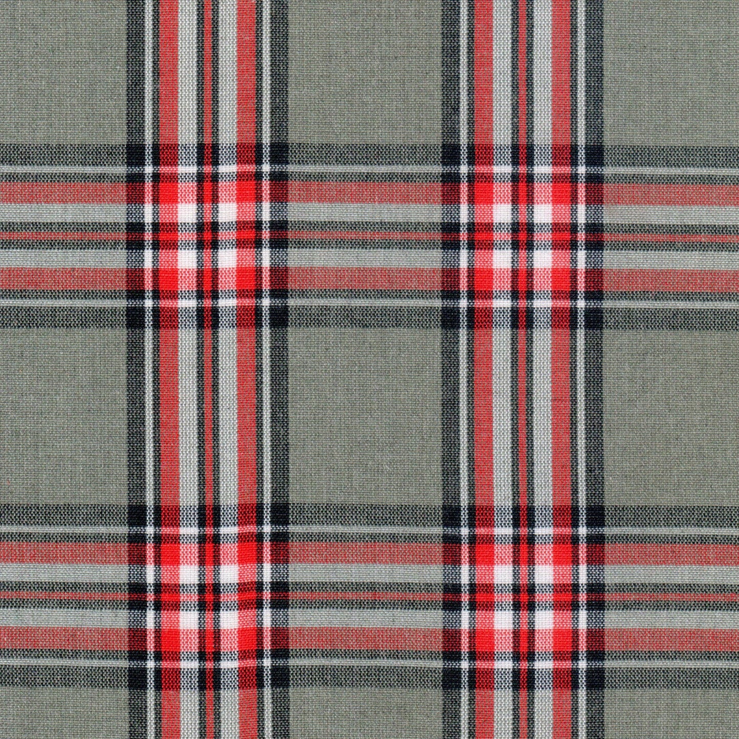 Tela 13014103 Dacron uniforme jaspeado a cuadros gris, rojo y blanco; ideal para uniformes escolares.