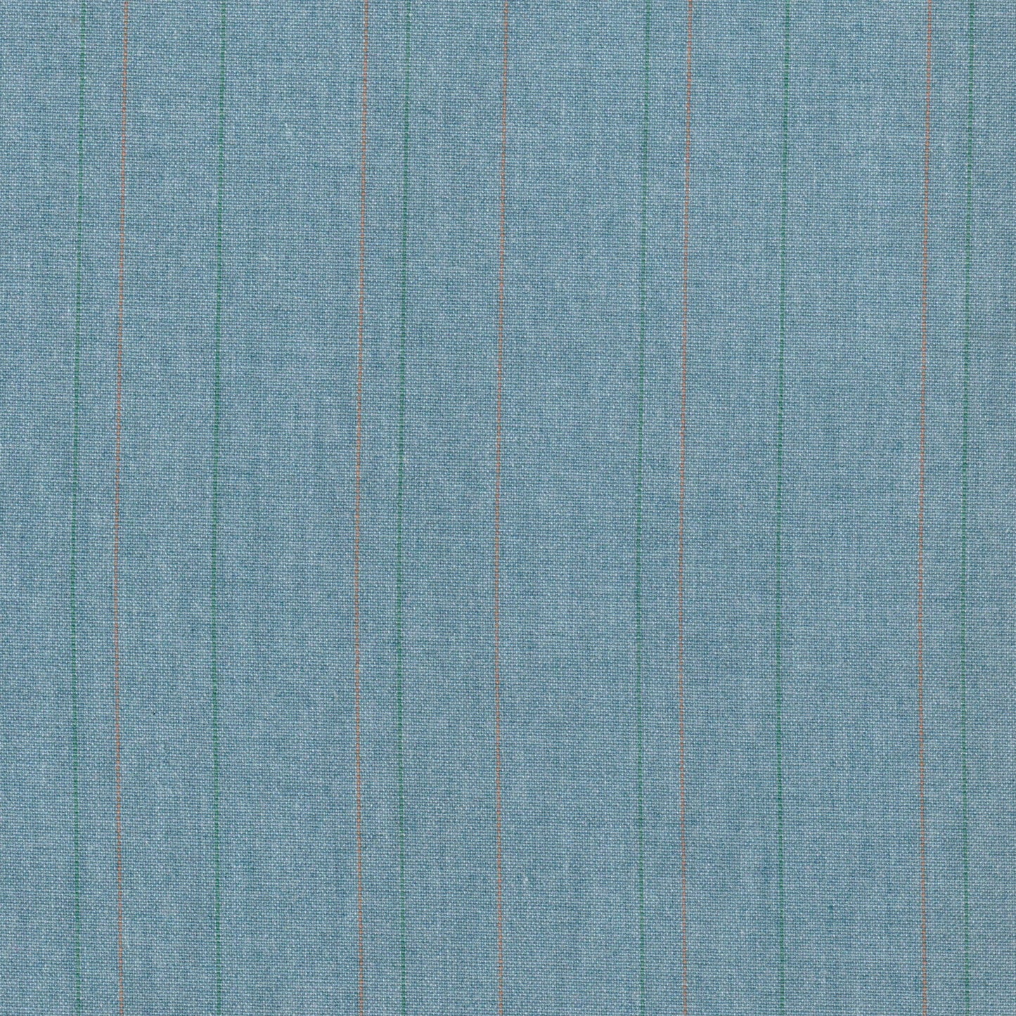 Tela 13018007 SchoolLine; jaspeado azul con líneas verdes y naranjas, ideal para uniformes escolares e institucionales.