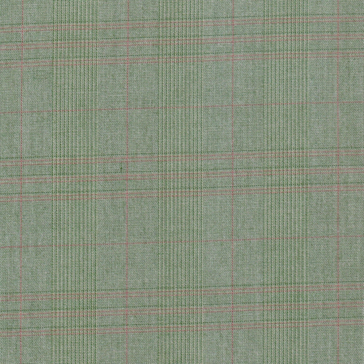 Tela 13018507 SchoolLine: jaspeada verde con líneas rojas estilo plaid, ideal para uniformes escolares.