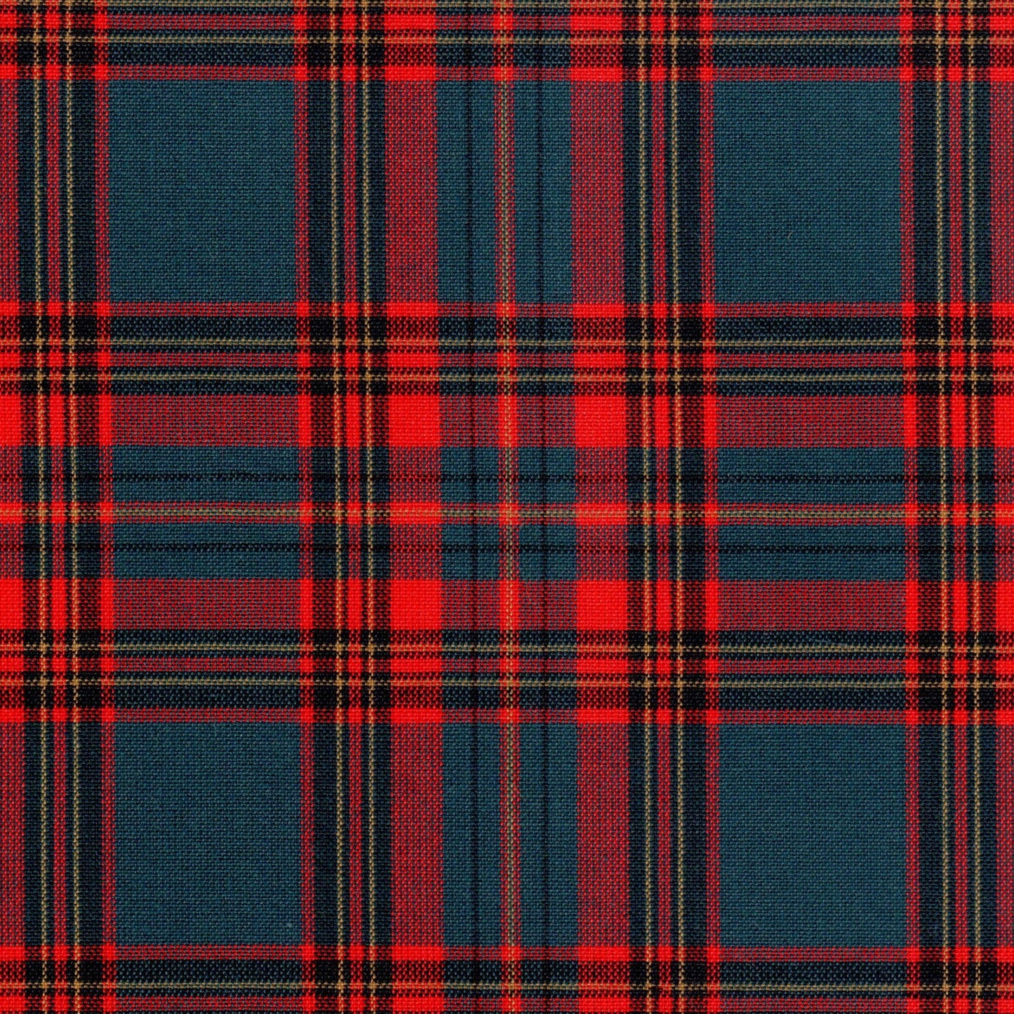 Tela jacquard de poliéster SchoolLine para uniformes escolares; paño a cuadros tartán rojo y azul marino.