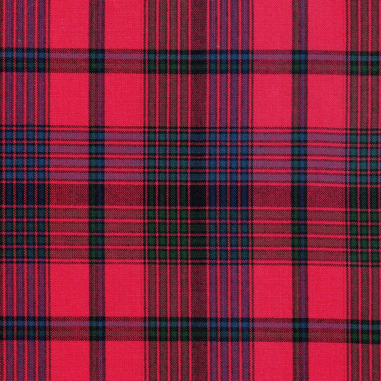 Tela jacquard SchoolLine 13033016 roja con cuadros tartán azul y negro; ideal para uniformes escolares e institucionales.