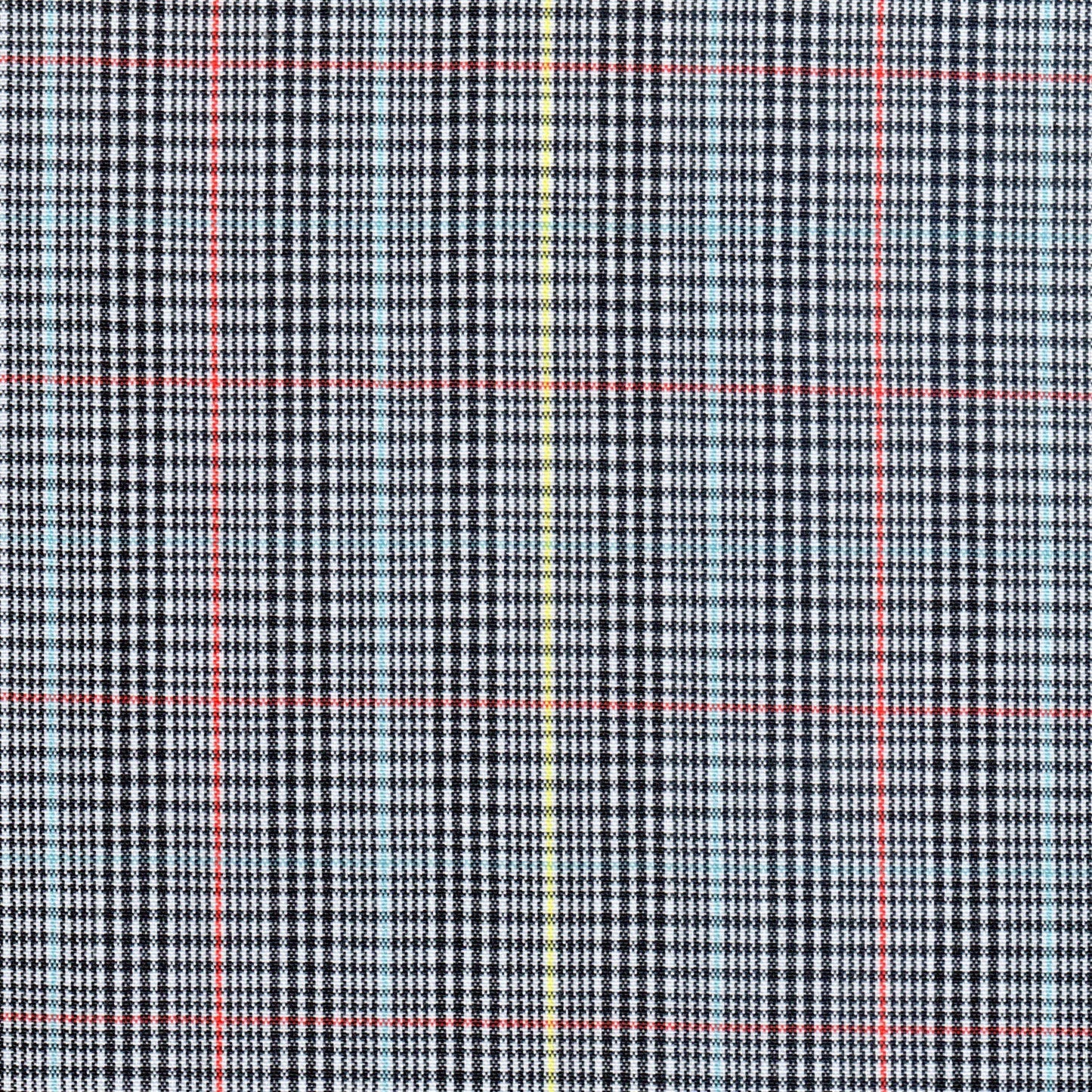 Tela de uniforme a rayas negras, rojas, amarillas y azules en un fondo blanco