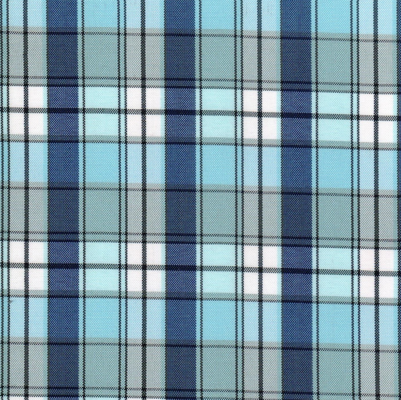 Tela escocesa de poliéster con cuadros azul marino y celeste para uniformes escolares e institucionales, marca SchoolLine.
