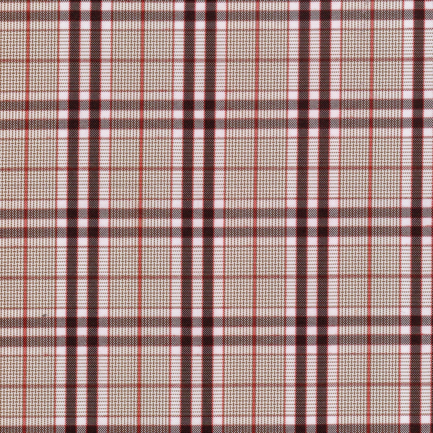 Tela escocesa de poliéster SchoolLine en cuadros beige, marrón y rojo, ideal para uniformes escolares e institucionales