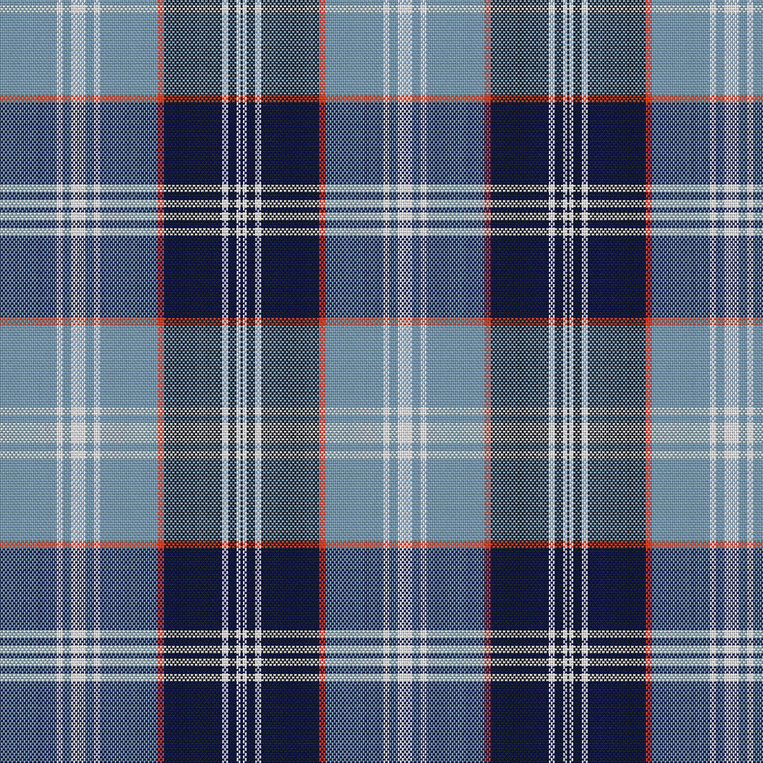 Tela escocesa de poliéster, patrón azul marino y turquesa con líneas blancas, ideal para uniformes escolares de SchoolLine.