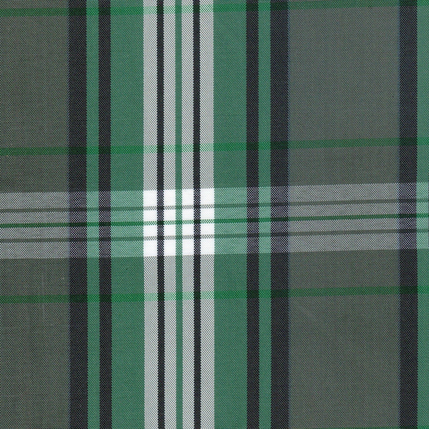 Tela escocesa de poliéster verde con cuadros negros y blancos; ideal para uniformes escolares SchoolLine.