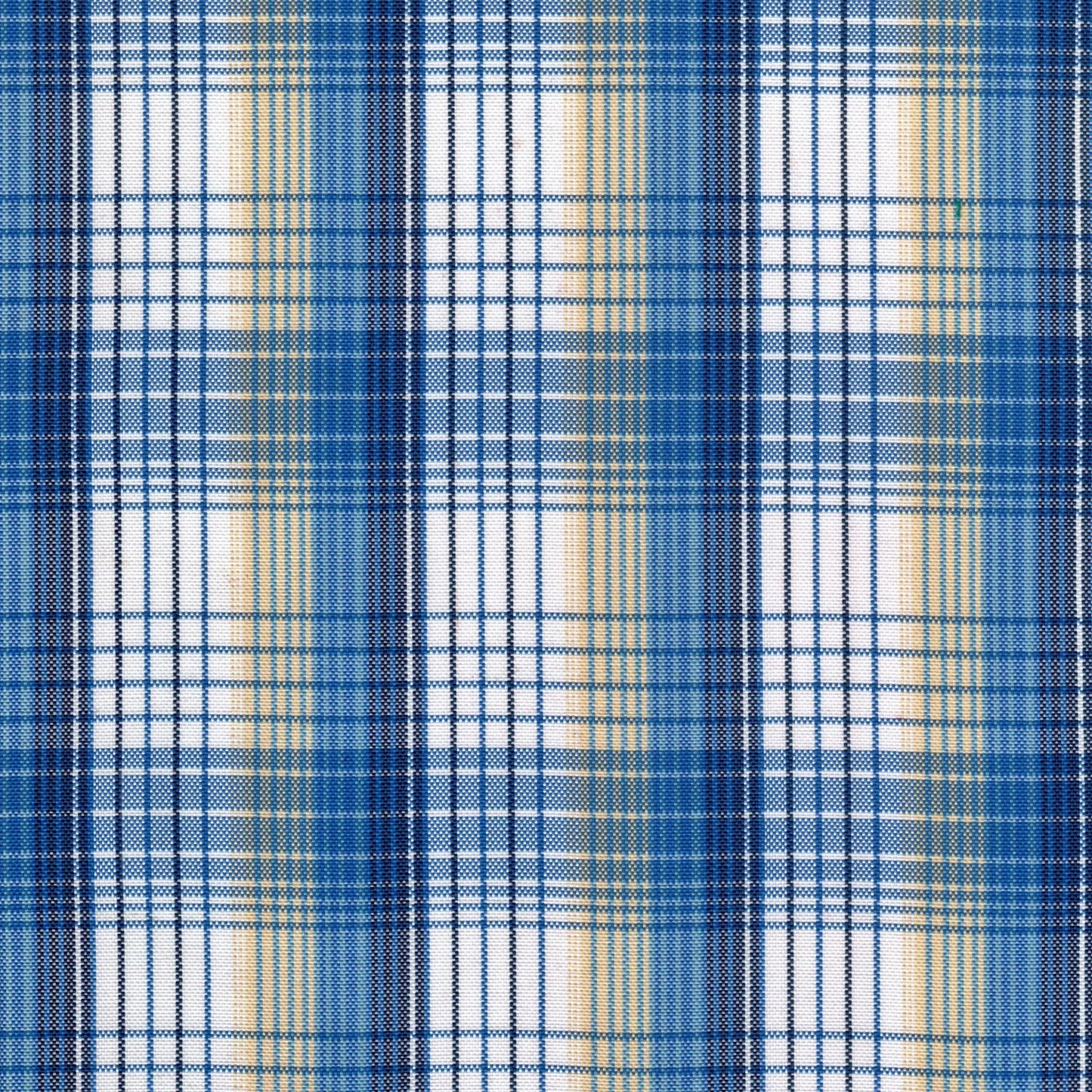 Tela escocesa de poliéster SchoolLine; plaid en azul, blanco y beige, ideal para uniformes escolares e institucionales.