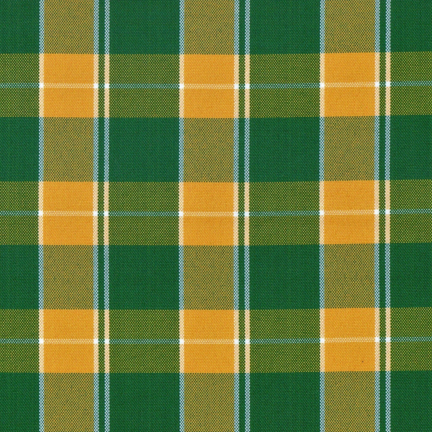 Tela escocesa de poliéster para uniformes escolares; tartán verde y naranja con líneas blancas, SchoolLine