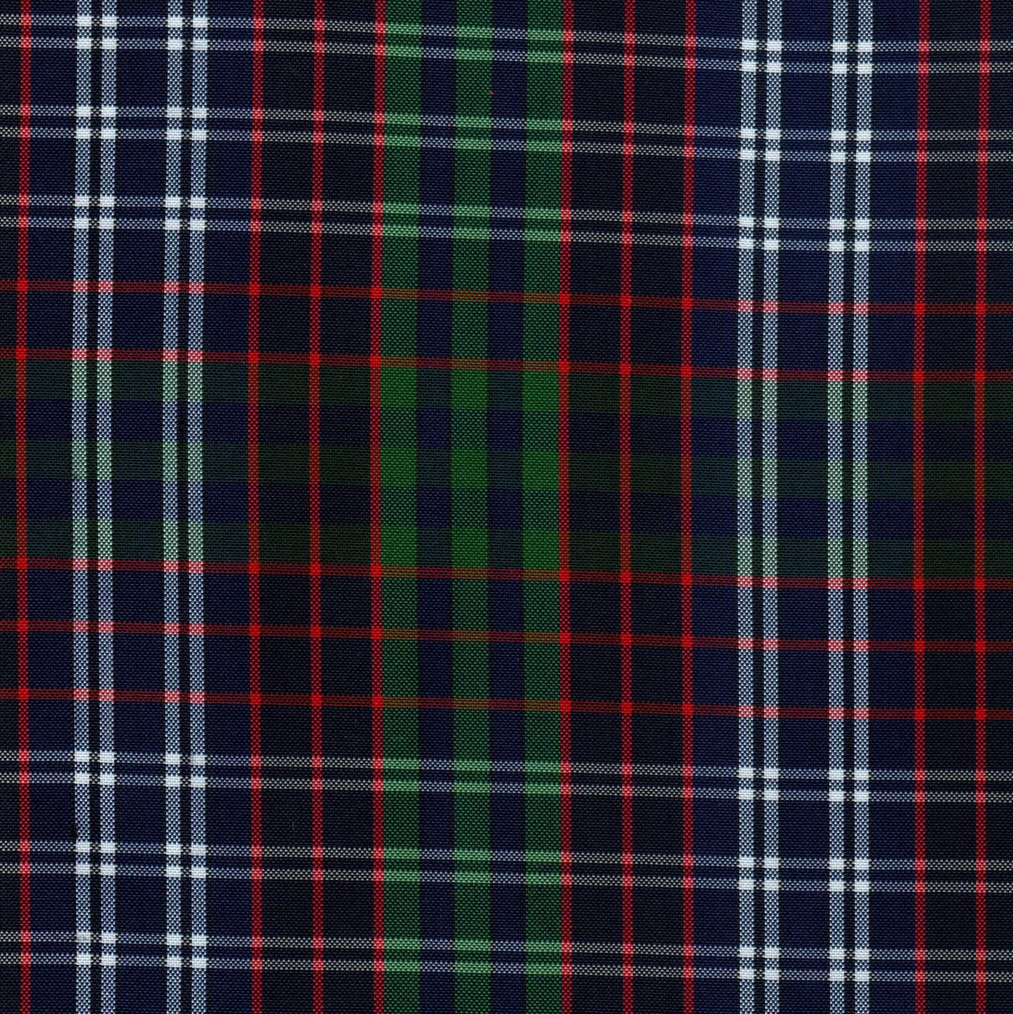 Tela escocesa de poliéster SchoolLine – cuadros azul marino, rojo y verde, ideal para uniformes escolares e institucionales.