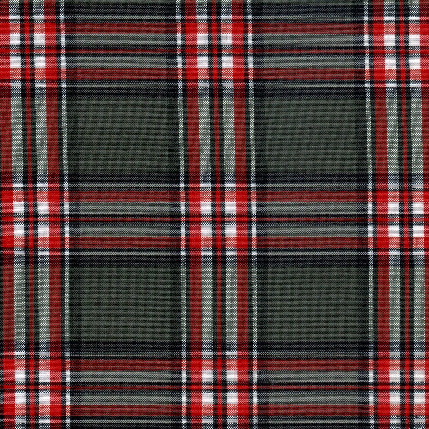 Tela escocesa de poliéster en tartán rojo, negro y blanco; ideal para uniformes escolares e institucionales, SchoolLine.