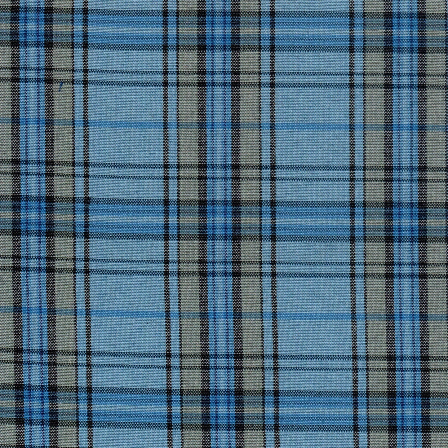 Tela escocesa de poliéster para uniformes escolares; cuadros azules y beige con líneas negras, SchoolLine.