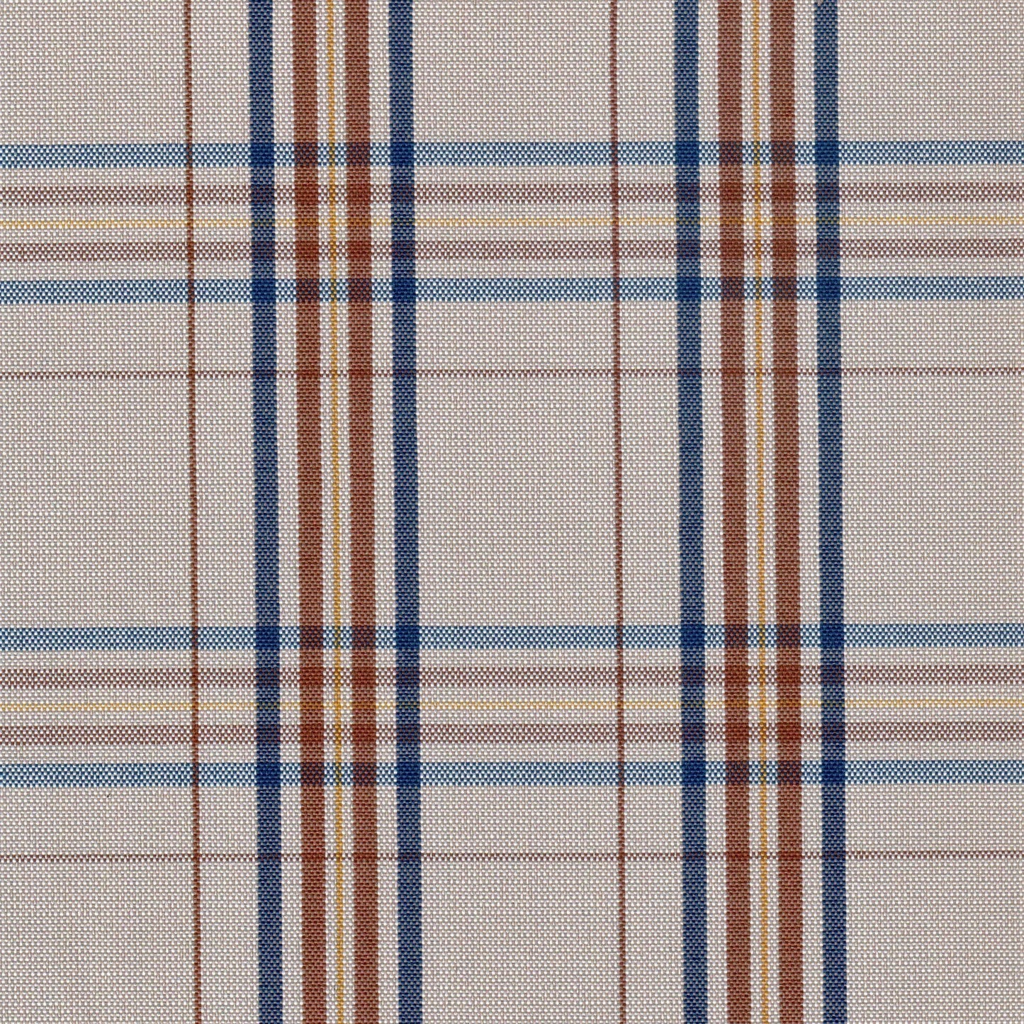 Tela escocesa de poliéster SchoolLine en beige con cuadros azules y marrones, ideal para uniformes escolares e institucionales