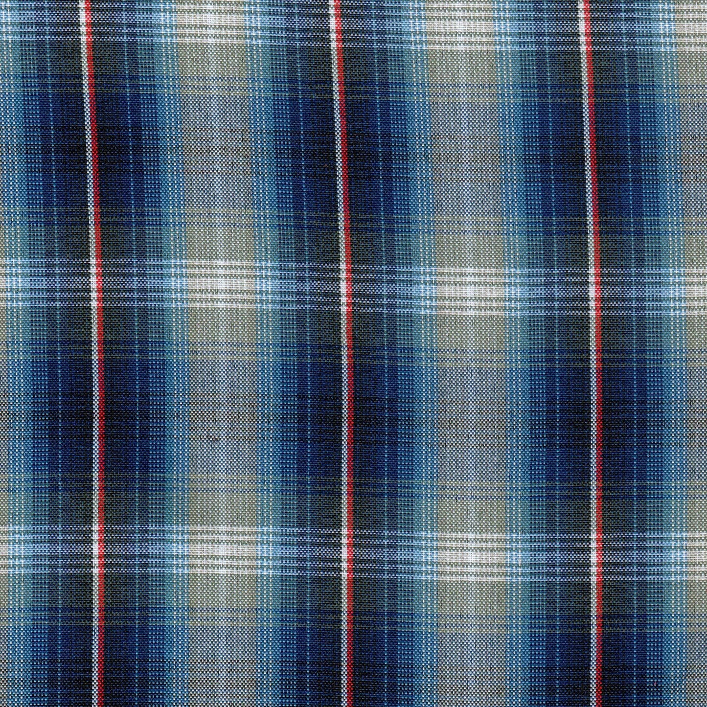 Tela escocesa de poliéster SchoolLine, cuadros azules con líneas rojas, ideal para uniformes escolares e institucionales.