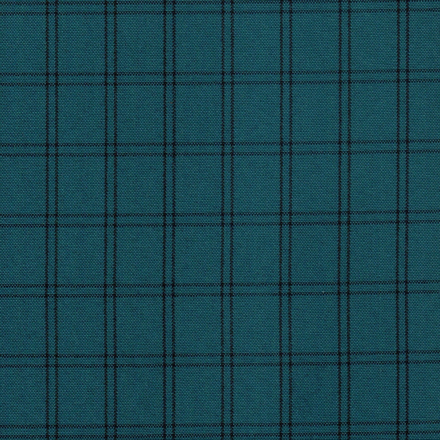 Tela escocesa de poliéster SchoolLine en color teal con cuadro negro, ideal para uniformes escolares.
