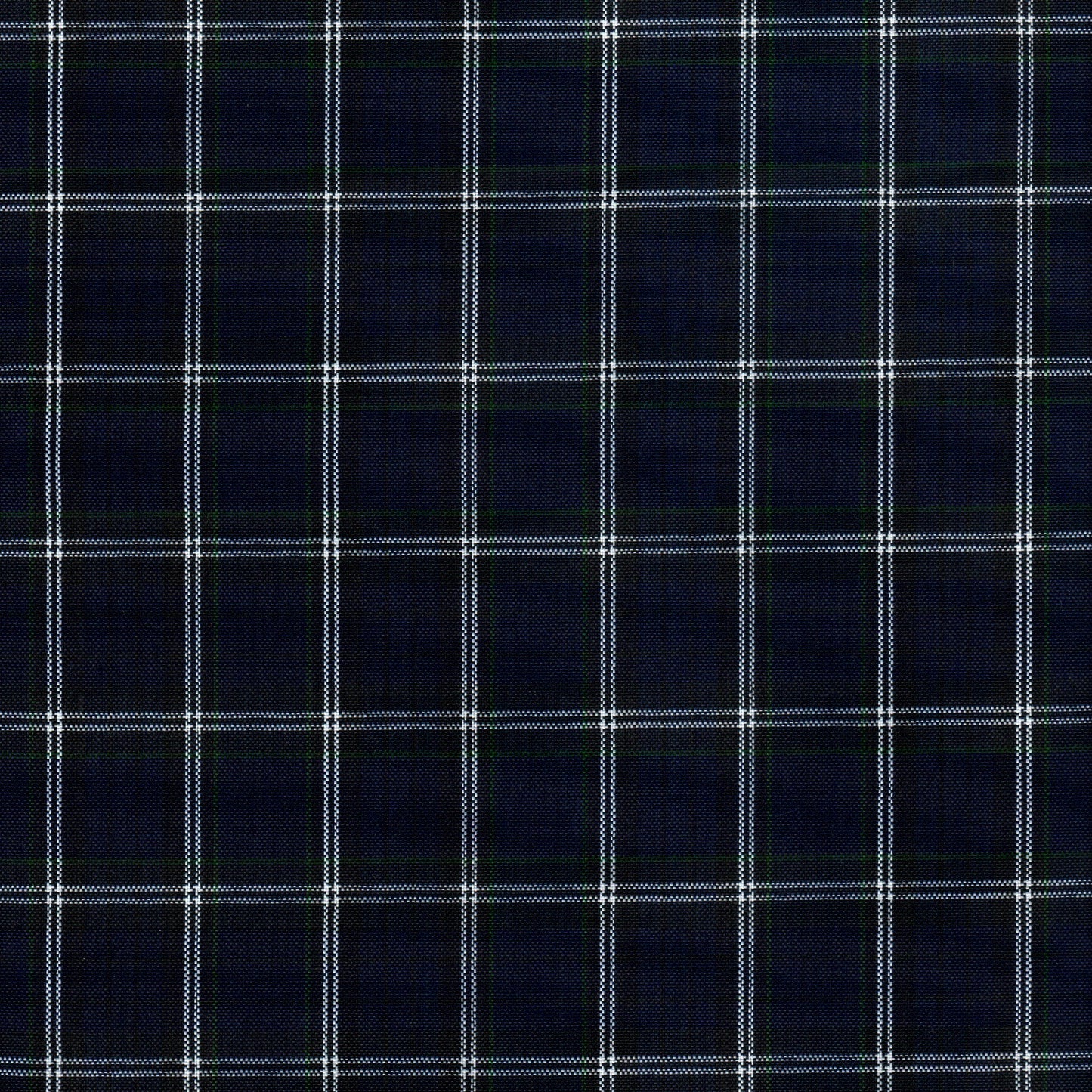 Tela escocesa de poliéster azul marino con cuadros blancos; de SchoolLine, ideal para uniformes escolares e institucionales.