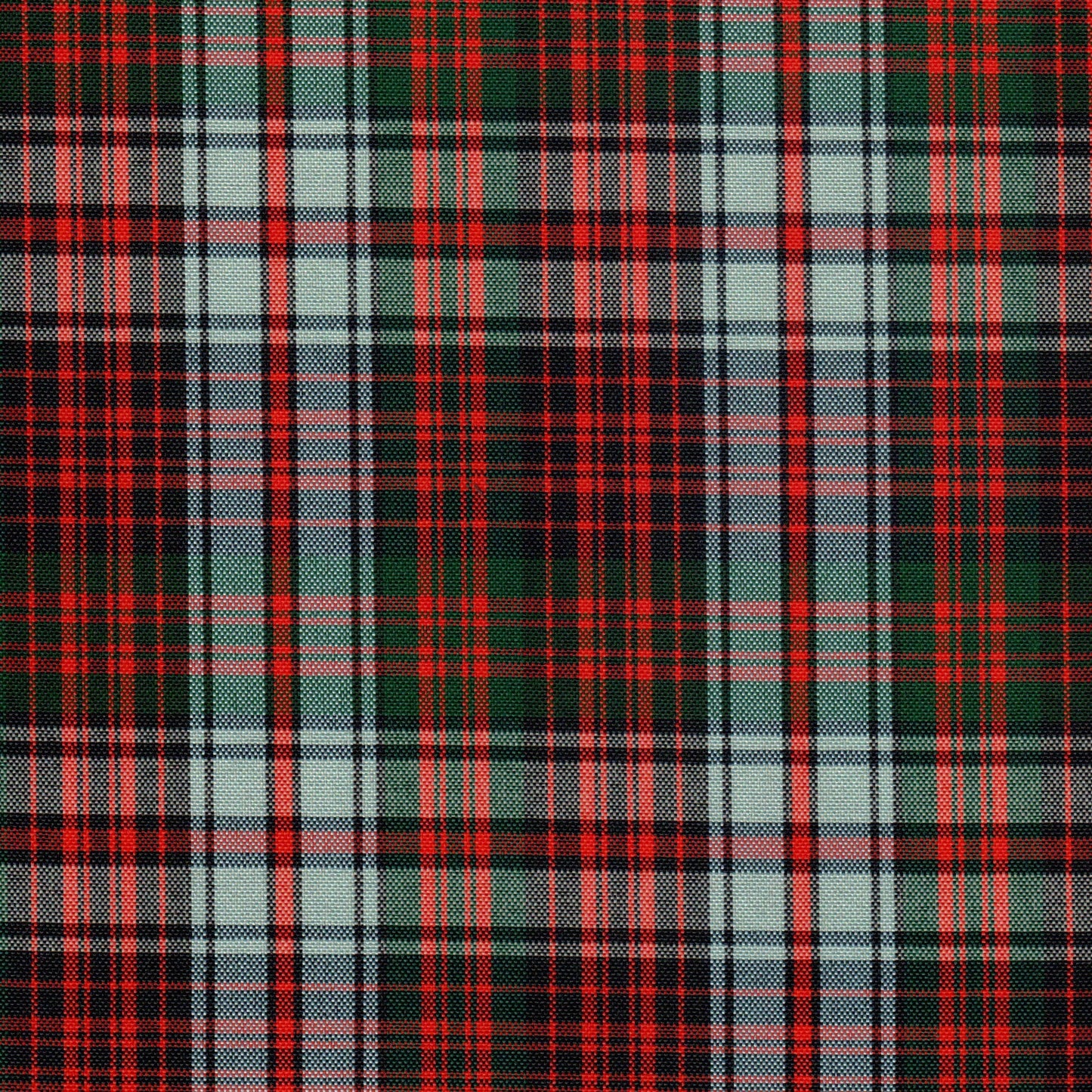 Tela escocesa de poliéster SchoolLine, rojo, verde oscuro y blanco, tela a cuadros para uniformes escolares e institucionales.