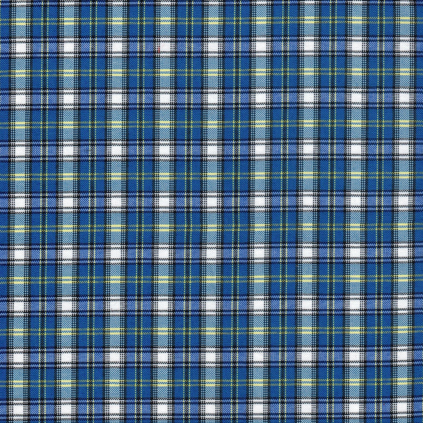 Tela escocesa de poliéster SchoolLine; azul y verde en cuadros blancos, ideal para uniformes escolares.