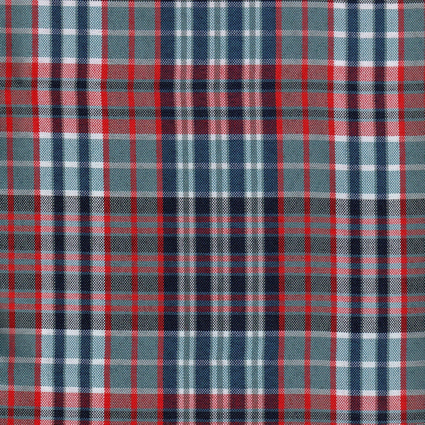 Tela escocesa de poliéster SchoolLine para uniformes escolares e institucionales; cuadro rojo, azul y verde.