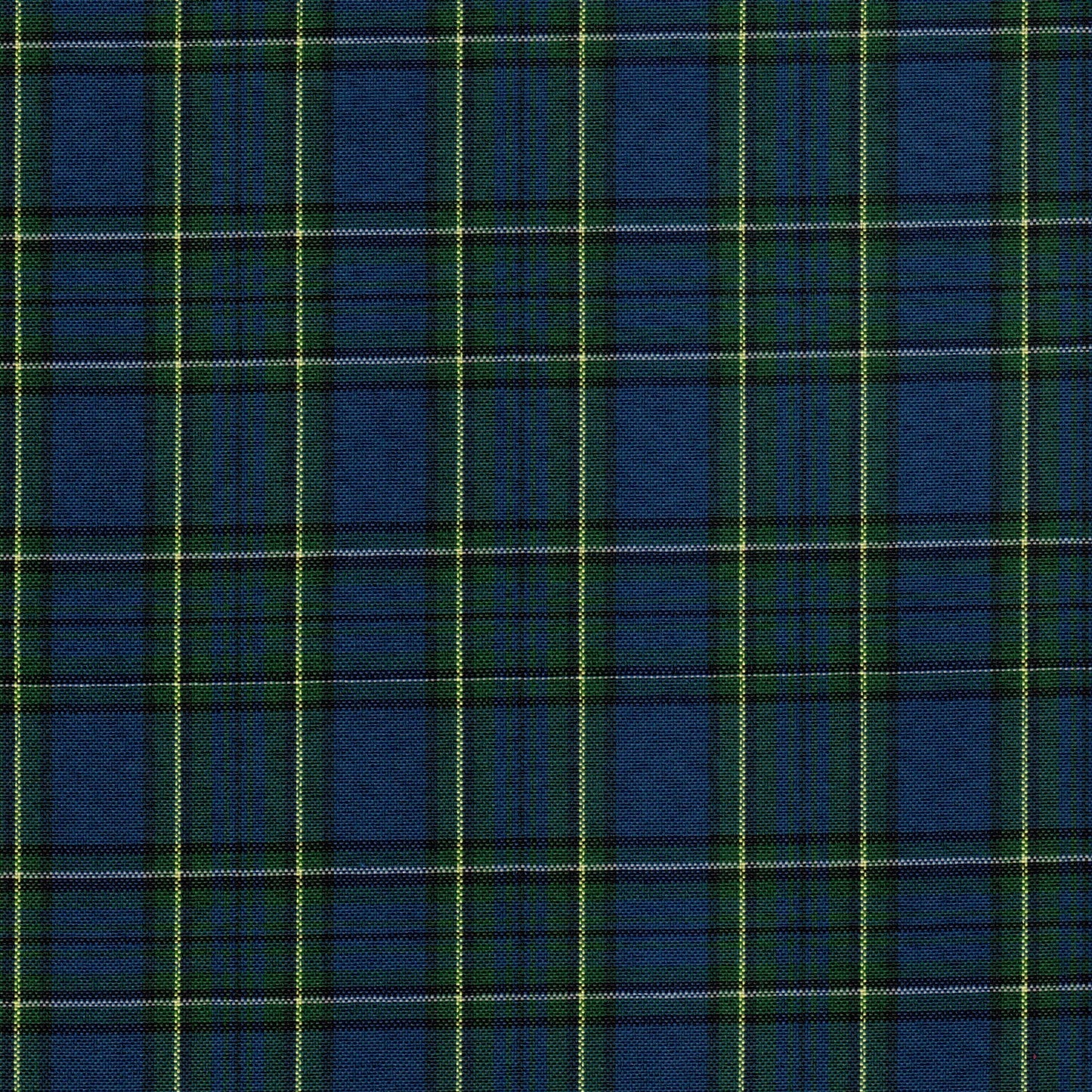 Tela escocesa de poliéster SchoolLine azul marino con cuadros verde y amarillos, para uniformes escolares.