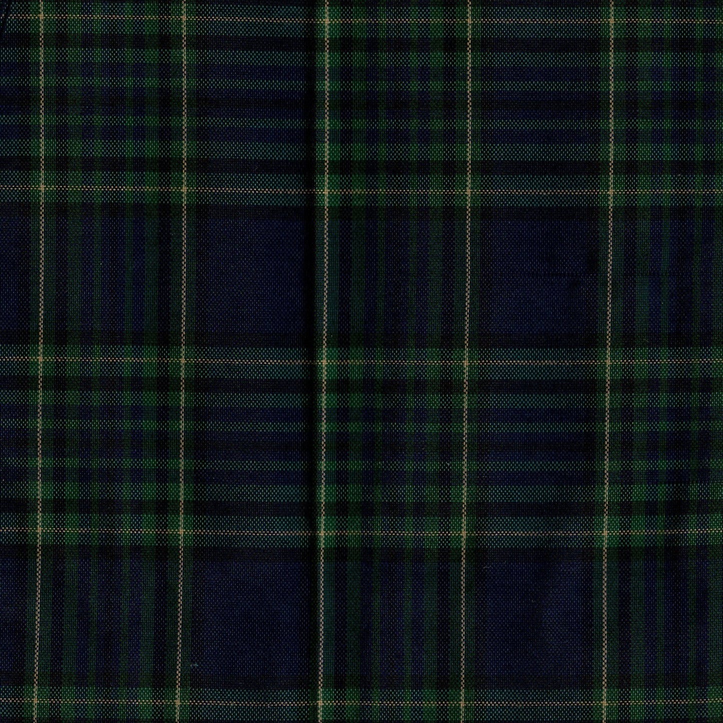 Tela escocesa de poliéster SchoolLine, tartán verde y azul marino, ideal para uniformes escolares e institucionales.