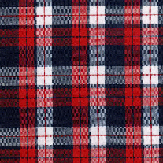 Tela escocesa institucional con diseño clásico, ideal para uniformes escolares duraderos.