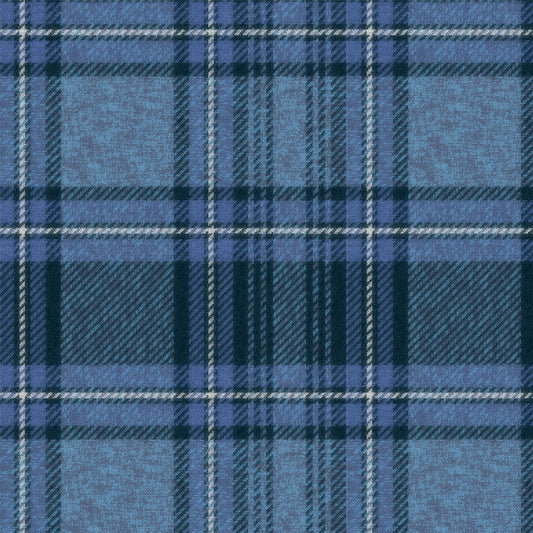 Tela escocesa en tonos azules con lineas blancas para uniformes escolares