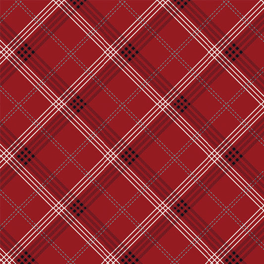 Tela Twill estampada roja de SchoolLine, ideal para uniformes escolares e institucionales.