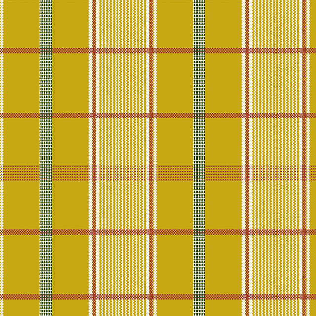 Tela Twill estampada en tartán mostaza con rayas verde, rojo y blanco; ideal para uniformes escolares, de SchoolLine