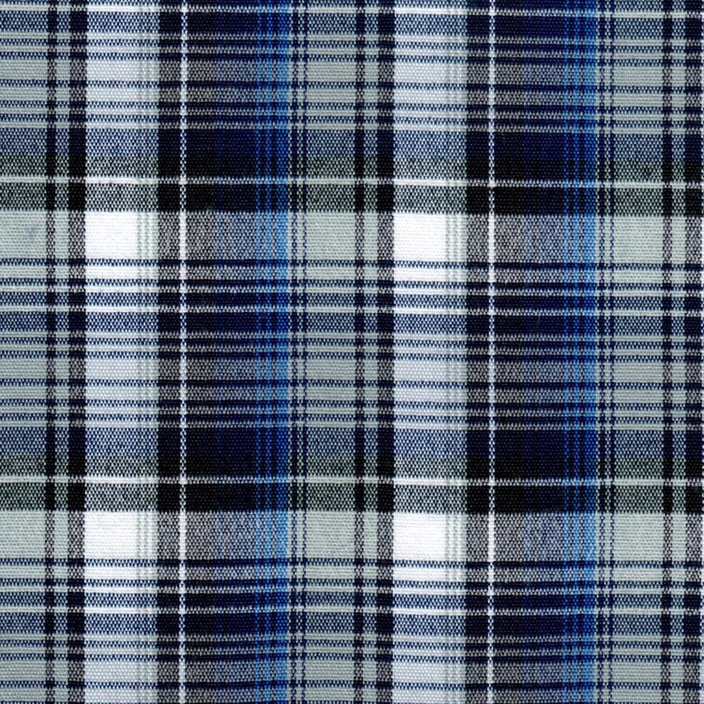 Tela para uniforme acrílico escocés especial de SchoolLine, tartán azul/blanco/negro, ideal para uniformes escolares e institucionales.