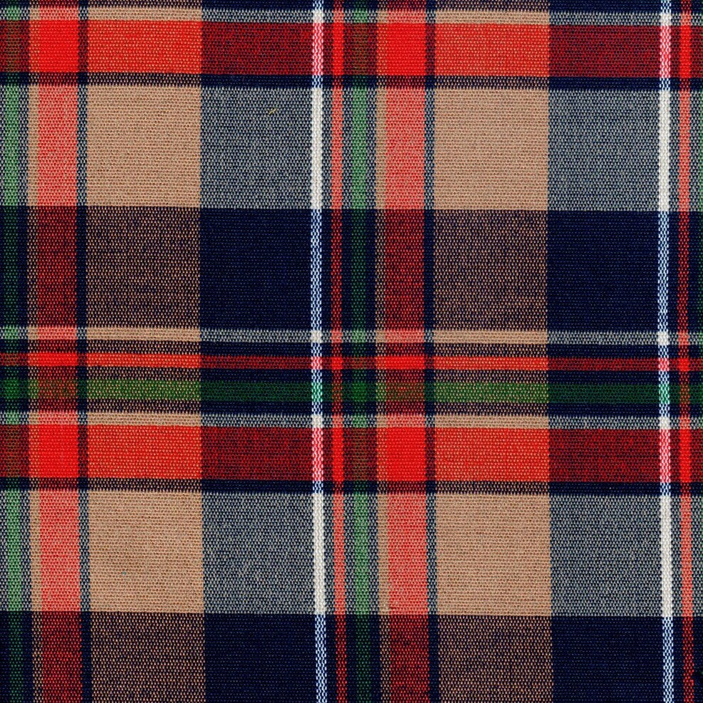 Tela para uniforme acrílico escocés especial SchoolLine en rojo, azul marino y beige; ideal para uniformes escolares e institucionales