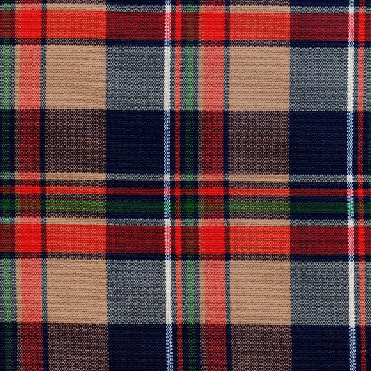 Tela para uniforme acrílico escocés especial SchoolLine en rojo, azul marino y beige; ideal para uniformes escolares e institucionales