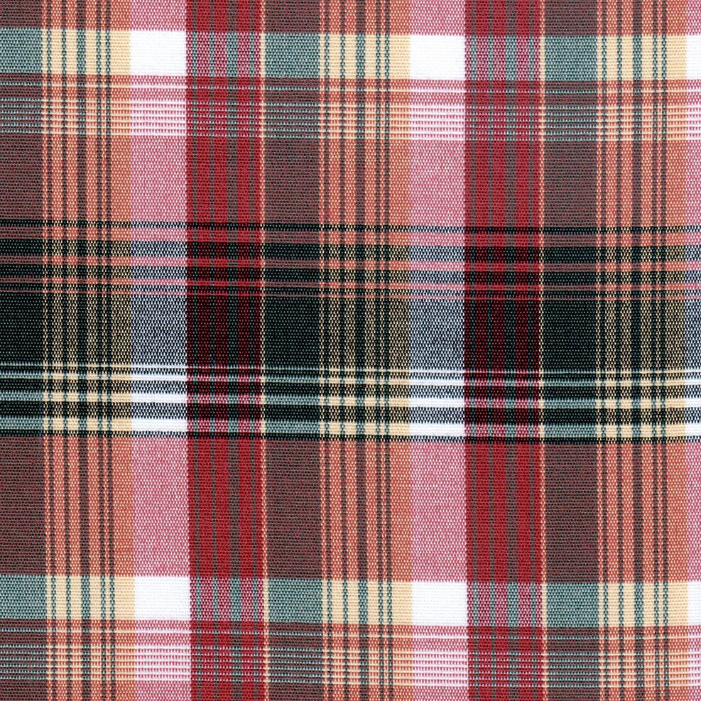 Tela de uniforme acrílica escocés especial SchoolLine en tonos rojo, rosa y verde, diseño tartán para uniformes escolares.