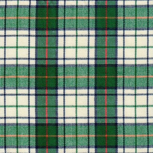 Tela para uniforme acrílico escocés especial en verde, azul y blanco con líneas rojas; uso escolar e institucional SchoolLine