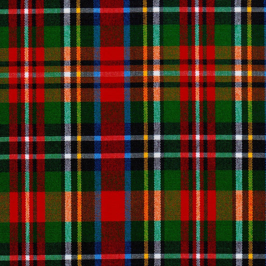 Tela acrílico escocés SchoolLine, tartán multicolor verde/rojo/negro, ideal para uniformes escolares e institucionales.