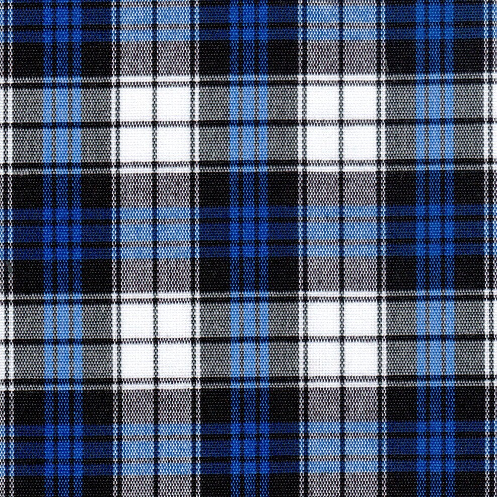 Tela para uniforme Acrílico escocés especial SchoolLine en azul, negro y blanco, ideal para uniformes escolares e institucionales.