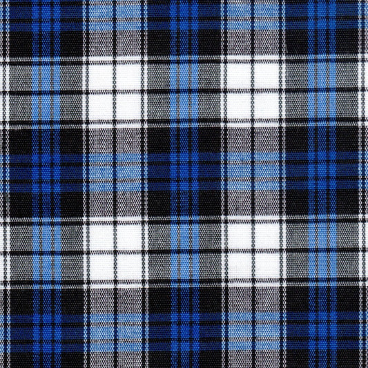 Tela para uniforme Acrílico escocés especial SchoolLine en azul, negro y blanco, ideal para uniformes escolares e institucionales.