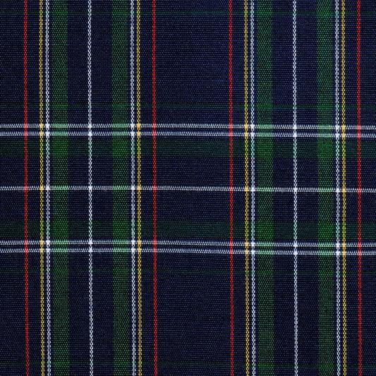 Tela acrílica escocesa azul marino con cuadros verde, rojo y blanco; ideal para uniformes escolares e institucionales SchoolLine