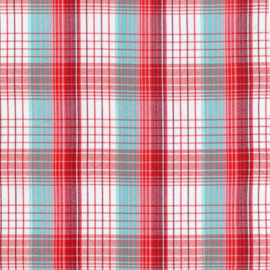 Tela para uniforme polidacron escocés rojo con líneas blancas y turquesas; ideal para uniformes escolares SchoolLine