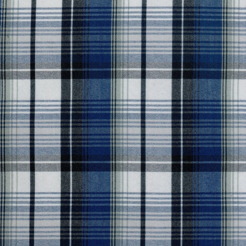 Tela escocesa azul y blanco polidacron para uniformes escolares, SchoolLine