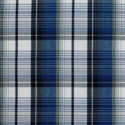 Tela escocesa azul y blanco polidacron para uniformes escolares, SchoolLine