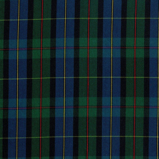 Tela polidacron escocés azul/verde con negro y líneas rojas, amarillas; tela para uniformes escolares e institucionales SchoolLine.