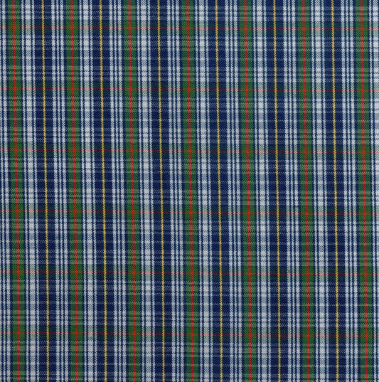Tela escocés polidacron azul con rayas verde y rojo para uniformes escolares e institucionales de SchoolLine.